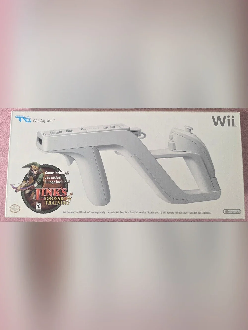Nintendo Wii White Zapper Gun with Link's Crossbow Training Art